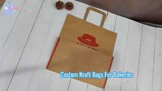 Custom Logo Flat Paper Carrier Printed Flat Kraft Handle Bags For Retail Store  | Product  Display
