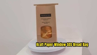 Okno z papieru pakowego SOS Prezentacja produktów w torebce na chleb